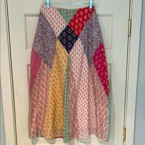 Multicolor Patchwork Midi Skirt